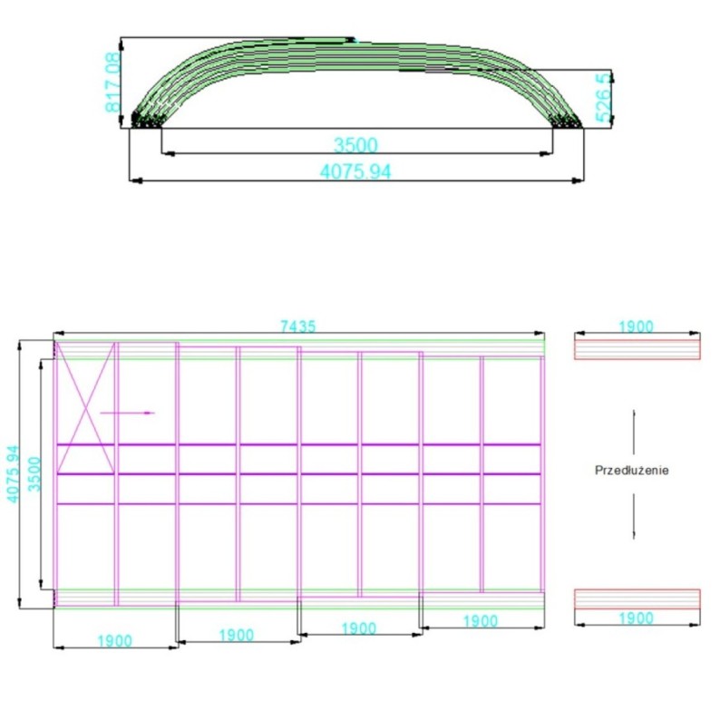 Zwembadoverkapping Horizon – 7.43x3.5 m – Massief polycarbonaat 3 mm – voor zwembad BAS7308