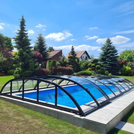 Zwembadoverkapping Horizon – 7.43x3.5 m – Massief polycarbonaat 3 mm – voor zwembad BAS7308
