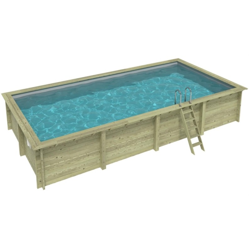 Zwembad AQUA 8.5 x 4.35 - H.1.45 m, grijs, op een frame - zonder betonnering