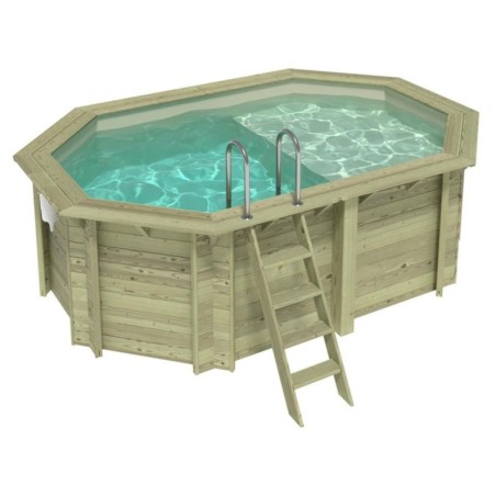 Zwembad NEMO 4.3 x 3 – H.1.31 m met strand, zand, met beugels vastgeschroefd aan beton