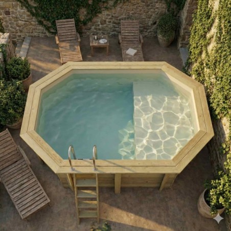 Zwembad NEMO 4.3 x 3 – H.1.31 m met strand, zand, op een frame - zonder betonnering