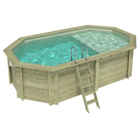 Zwembad NEMO 5.79 x 3.49 – H.1.45 m met strand, zand, op een frame - zonder betonnering
