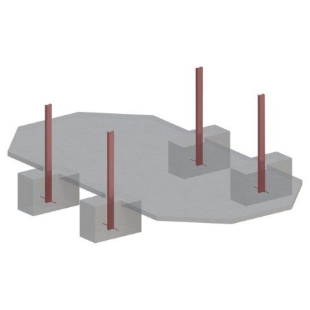 Zwembad NEMO 7.3 x 3.97 – H.1.45 m met strand, lichtblauw, met in te betonneren steunen