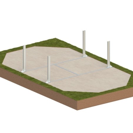 Zwembad NEMO 7.3 x 3.97 – H.1.45 m met strand, lichtblauw, op een frame - zonder betonnering