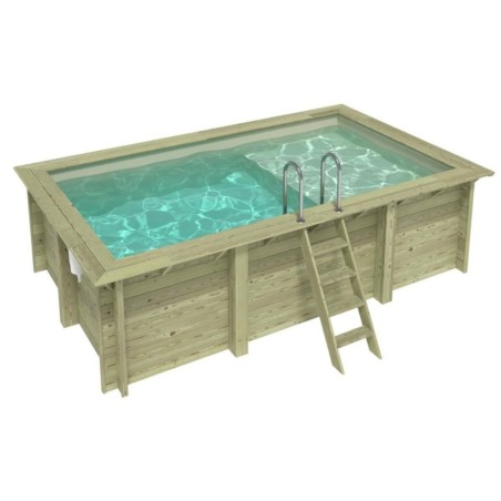 Zwembad AQUA 4.65 x 2.85 – H.1.24 m met strand, zand, op een frame - zonder betonnering