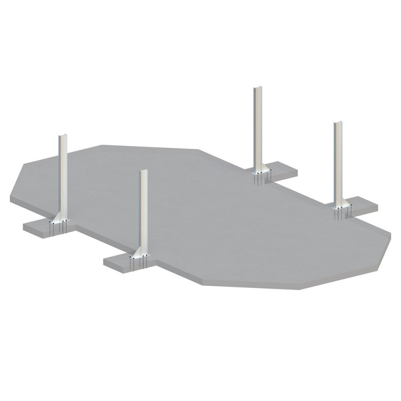 Zwembad NEMO 7.3 x 3.97 – H.1.45 m, grijs, met beugels vastgeschroefd aan beton