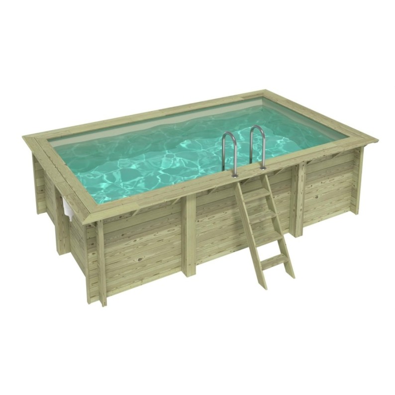 Zwembad AQUA 4.65 x 2.85 – H.1.24 m, zand, met beugels vastgeschroefd aan beton