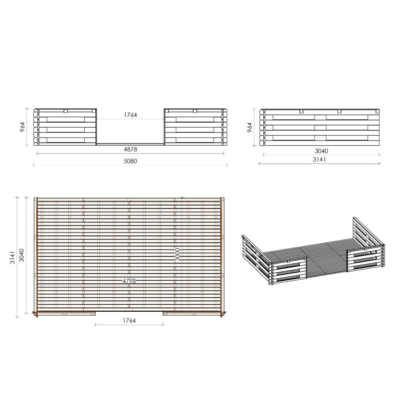 Veranda voor het huisje 5x3 m - Kleur transparant