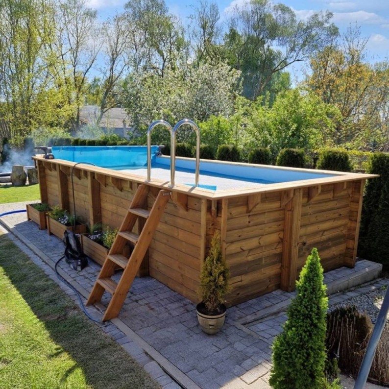 Zwembad AQUA 7 x 3.75 – H.1.45 m, zand, met in te betonneren steunen