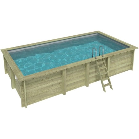 Zwembad AQUA 7 x 3.75 – H.1.45 m, grijs, met beugels vastgeschroefd aan beton