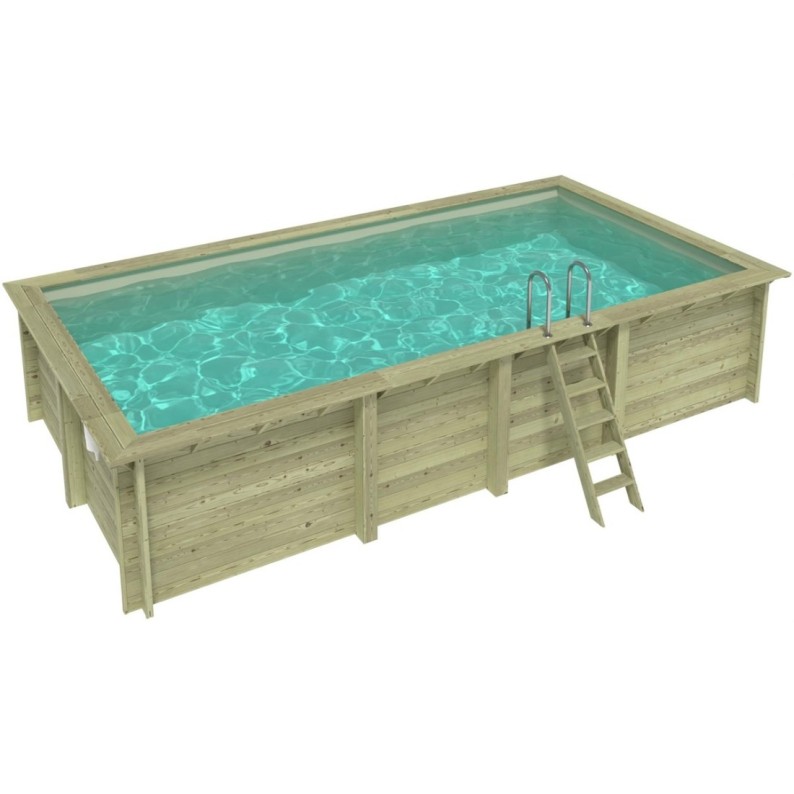 Zwembad AQUA 7 x 3.75 – H.1.45 m, zand, met beugels vastgeschroefd aan beton