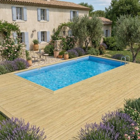 Zwembad AQUA 10.2 x 5.2 - H.1.45 m, lichtblauw, op een frame - zonder betonnering