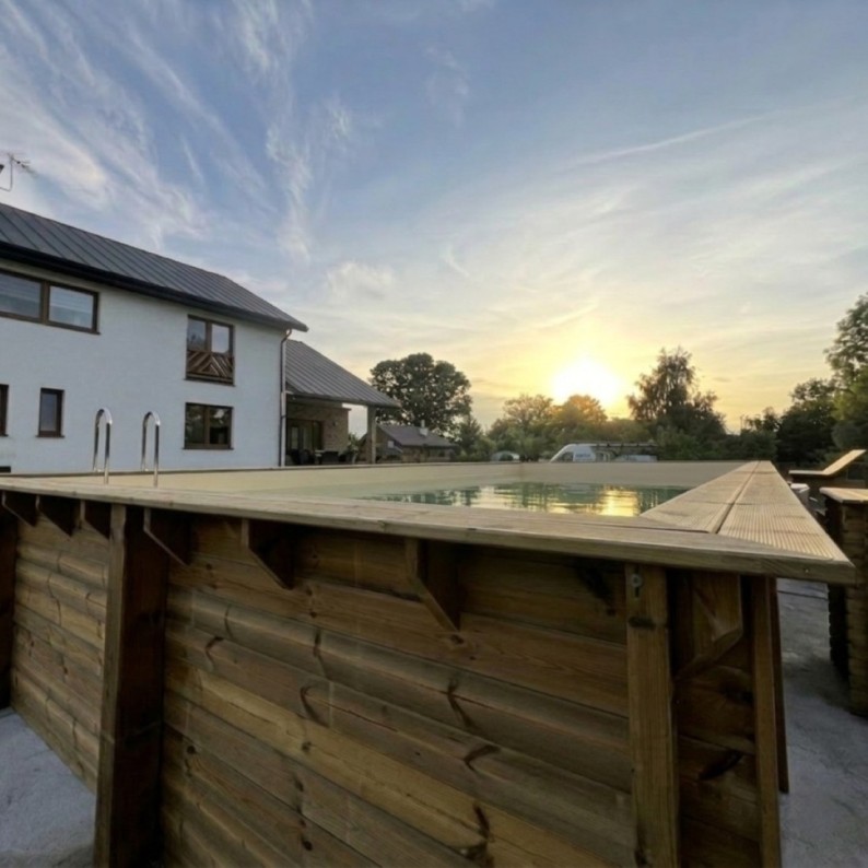 Zwembad AQUA 10.2 x 5.2 - H.1.45 m, zand, op een frame - zonder betonnering