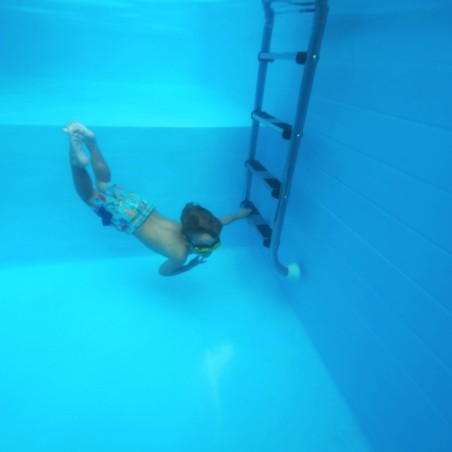 Zwembad AQUA 10.2 x 5.2 – H.1.45 m met strand, grijs, met in te betonneren steunen