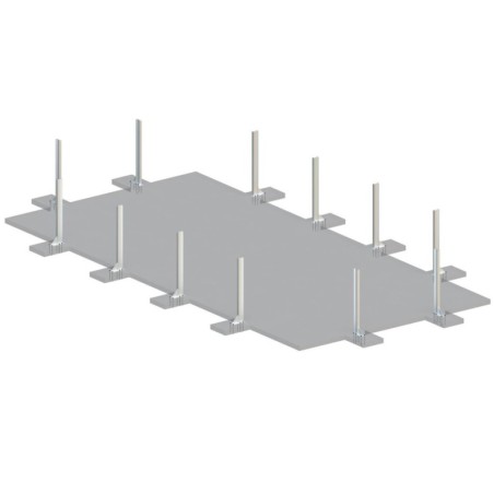 Zwembad AQUA 10.2 x 5.2 – H.1.45 m met strand, grijs, met beugels vastgeschroefd aan beton