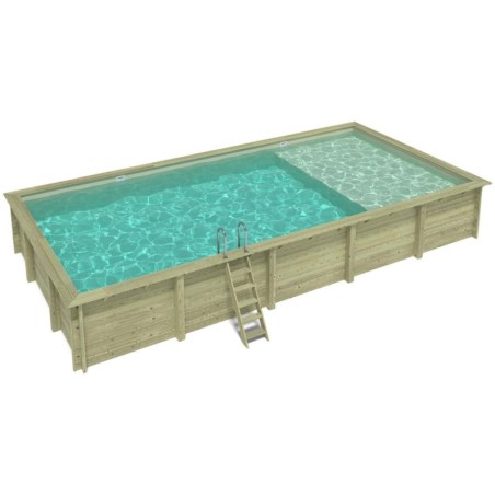 Zwembad AQUA 10.2 x 5.2 – H.1.45 m met strand, zand, op een frame - zonder betonnering