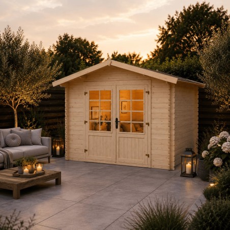 Tuinhuis Bremen 300x300 cm | Dubbele deur | Onbehandeld