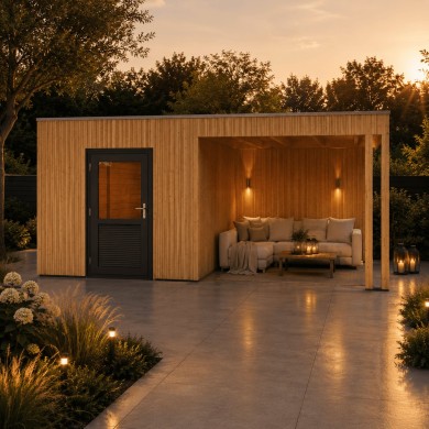 Rhombus Tuinhuis met overkapping Emily | 450x250cm | Inclusief montage