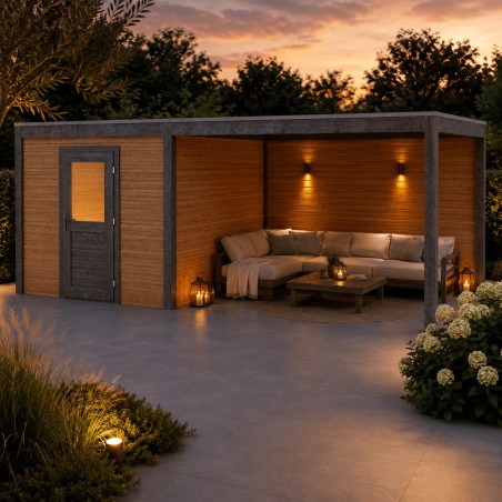 Modern Tuinhuis met Overkapping Nexa | 550x250 cm | Geïmpregneerd