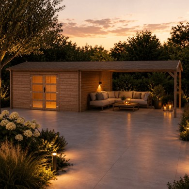 Tuinhuis met Overkapping Noud | 800x300 cm | Geïmpregneerd