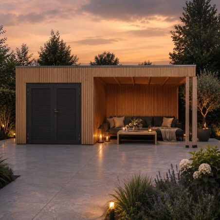 Rhombus Tuinhuis met overkapping Emily | 600x300cm | Inclusief montage