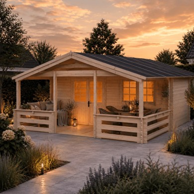 Houten tuinhuis - 6x6 m - 48 m² met terras