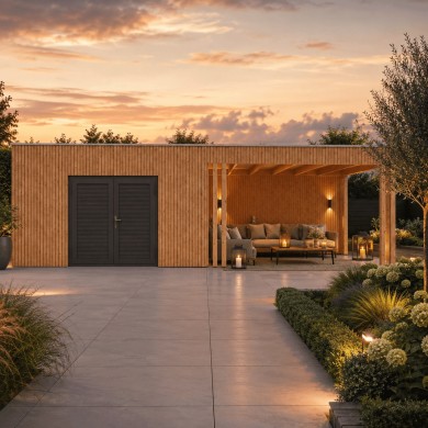 Rhombus Tuinhuis met overkapping Emily | 800x300cm | Inclusief montage