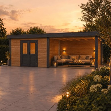 Traditioneel tuinhuis met overkapping Aura 600x300 cm