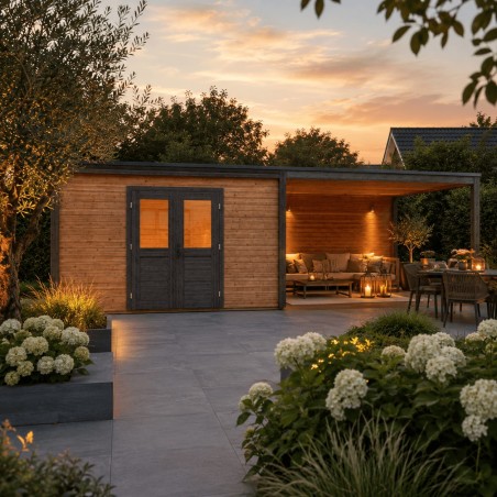 Modern Tuinhuis met Overkapping Nova | 800x300 cm | Geïmpregneerd