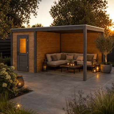 Modern Tuinhuis met Overkapping Luma | 500x250 cm | Geïmpregneerd