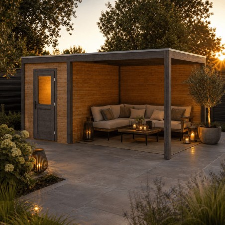 Modern Tuinhuis met Overkapping Luma | 500x250 cm | Geïmpregneerd