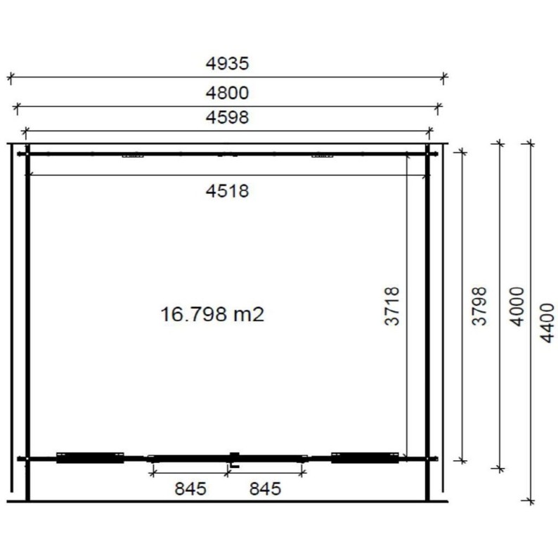 Tuinhuis Apeldoorn 500x400 cm | 40mm | Onbehandeld