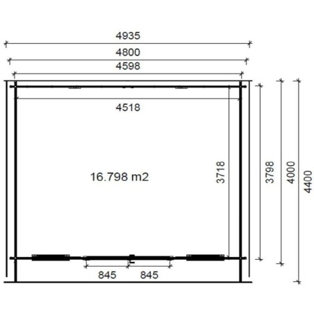Tuinhuis Apeldoorn 500x400 cm | 40mm | Onbehandeld