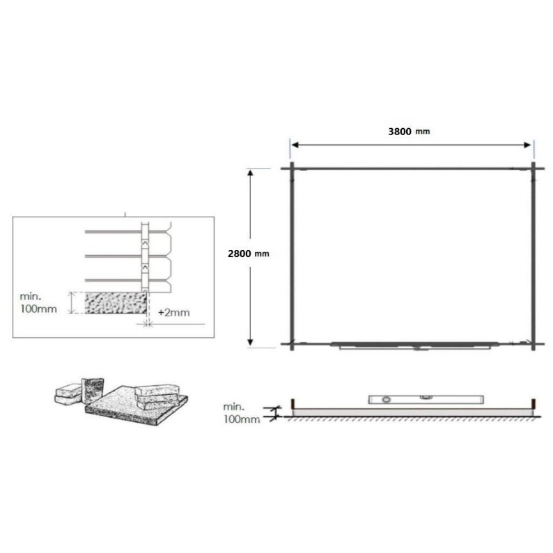 Houten tuinhuis 12 m² - 4x3 m - 40 mm - Geïmpregneerd
