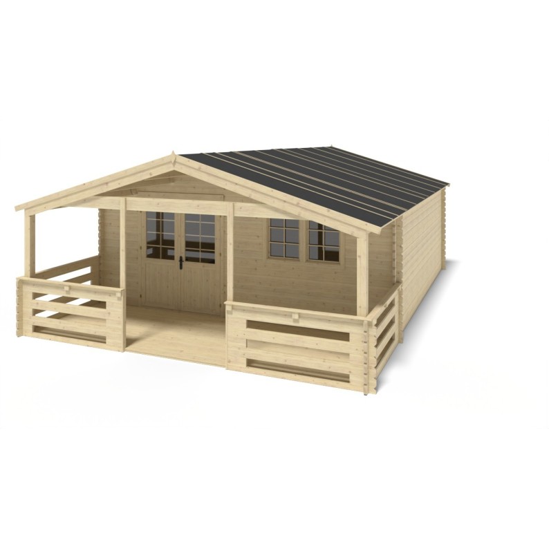 Houten tuinhuis - 6x6 m - 48 m² met terras