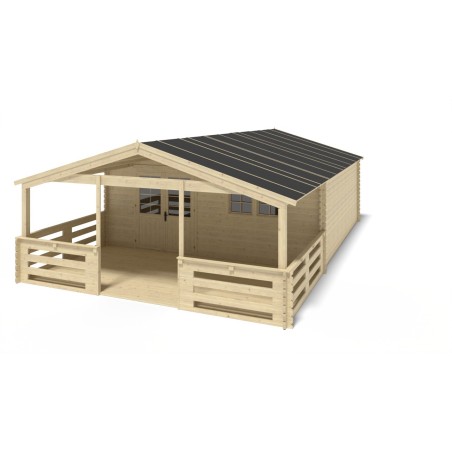 Houten tuinhuis - 6x6 m - 54 m² met terras