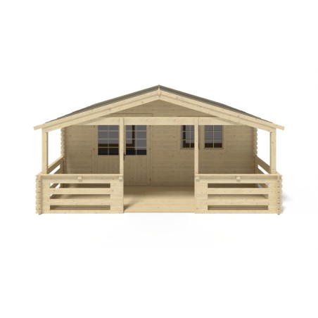 Houten tuinhuis - 6x6 m - 54 m² met terras