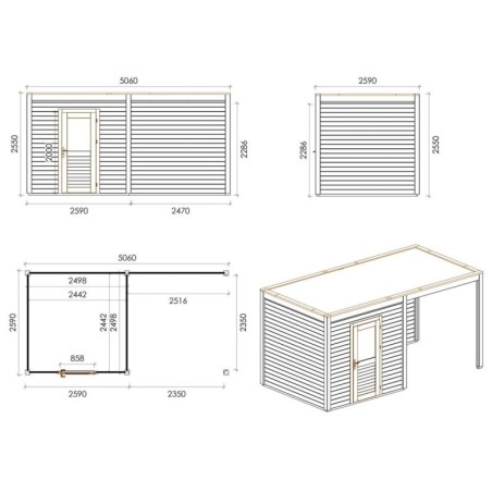 Houten tuinhuis Nexa 500 S Classic 5.06x2.59 m - 13.11 m2