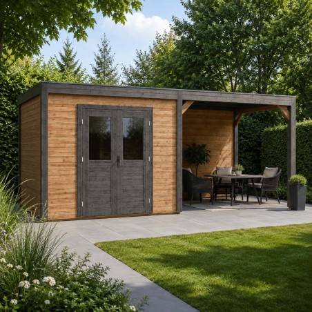 Modern Tuinhuis met Overkapping Sora | 600x250cm