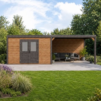 Modern Tuinhuis met Overkapping Nova | 800x300 cm | Geïmpregneerd