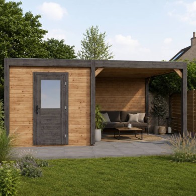 Modern Tuinhuis met Overkapping Nexa | 550x250 cm | Geïmpregneerd