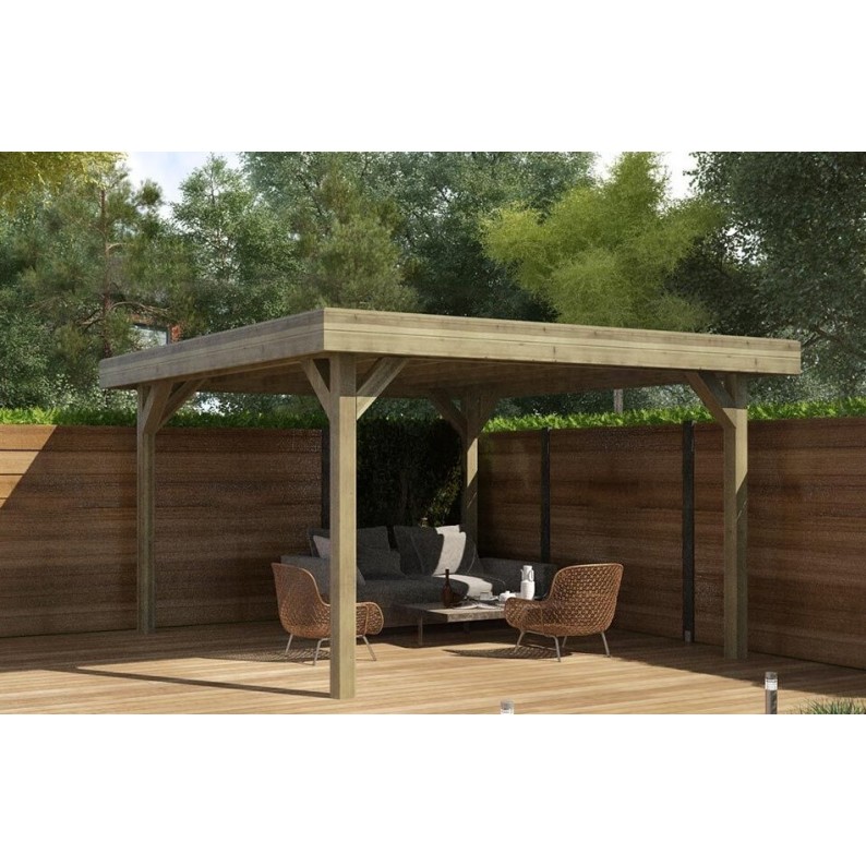 Tuinprieel 4.04x4.04 m - Geïmpregneerd