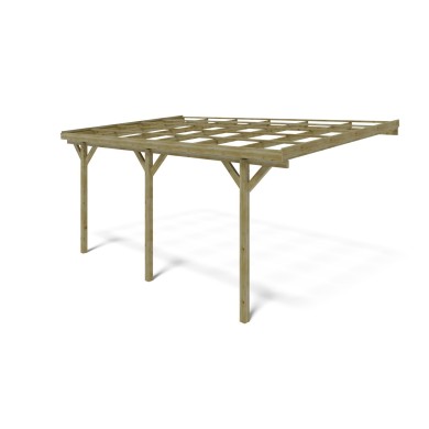 Carport, garageschuilplaats - 3x5.24 m - 15 m² - gemonteerd aan de muur van het gebouw