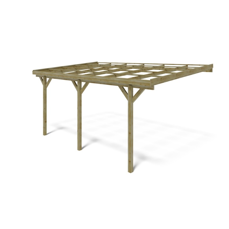 Carport, garageschuilplaats - 3x5.24 m - 15 m² - gemonteerd aan de muur van het gebouw