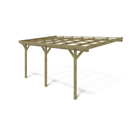 Carport, garageschuilplaats - 3x5.24 m - 15 m² - gemonteerd aan de muur van het gebouw