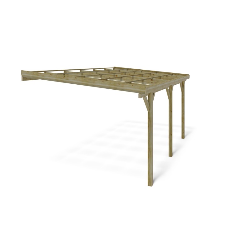 Carport, garageschuilplaats - 3x5.24 m - 15 m² - gemonteerd aan de muur van het gebouw