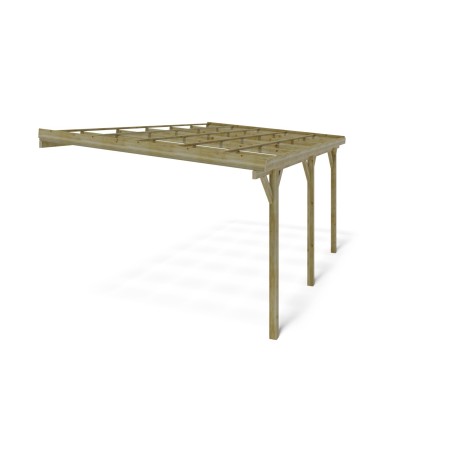 Carport, garageschuilplaats - 3x5.24 m - 15 m² - gemonteerd aan de muur van het gebouw