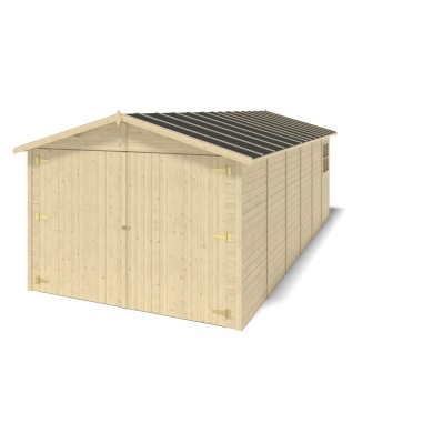 Houten garage 18.19 m² - 3.05x5.91 m - 18 mm - Kleur: transparant