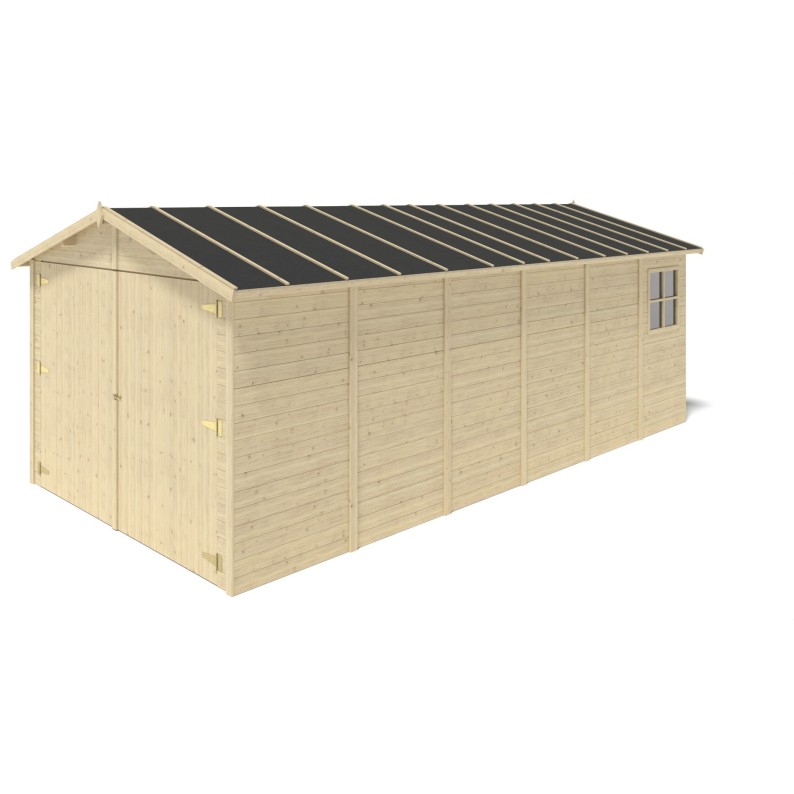Houten garage 18.19 m² - 3.05x5.91 m - 18 mm - Kleur: transparant