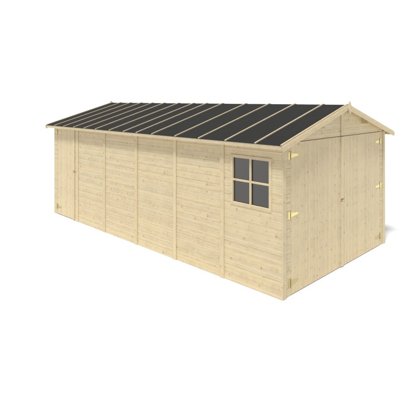 Houten garage 18.19 m² - 3.05x5.91 m - 18 mm - Kleur: transparant